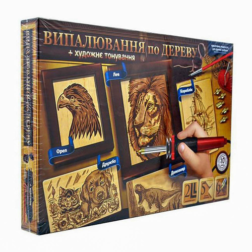 Набір для творчості "Випалювання по дереву+художнє тонування" укр.(6шт)WD-01-01U