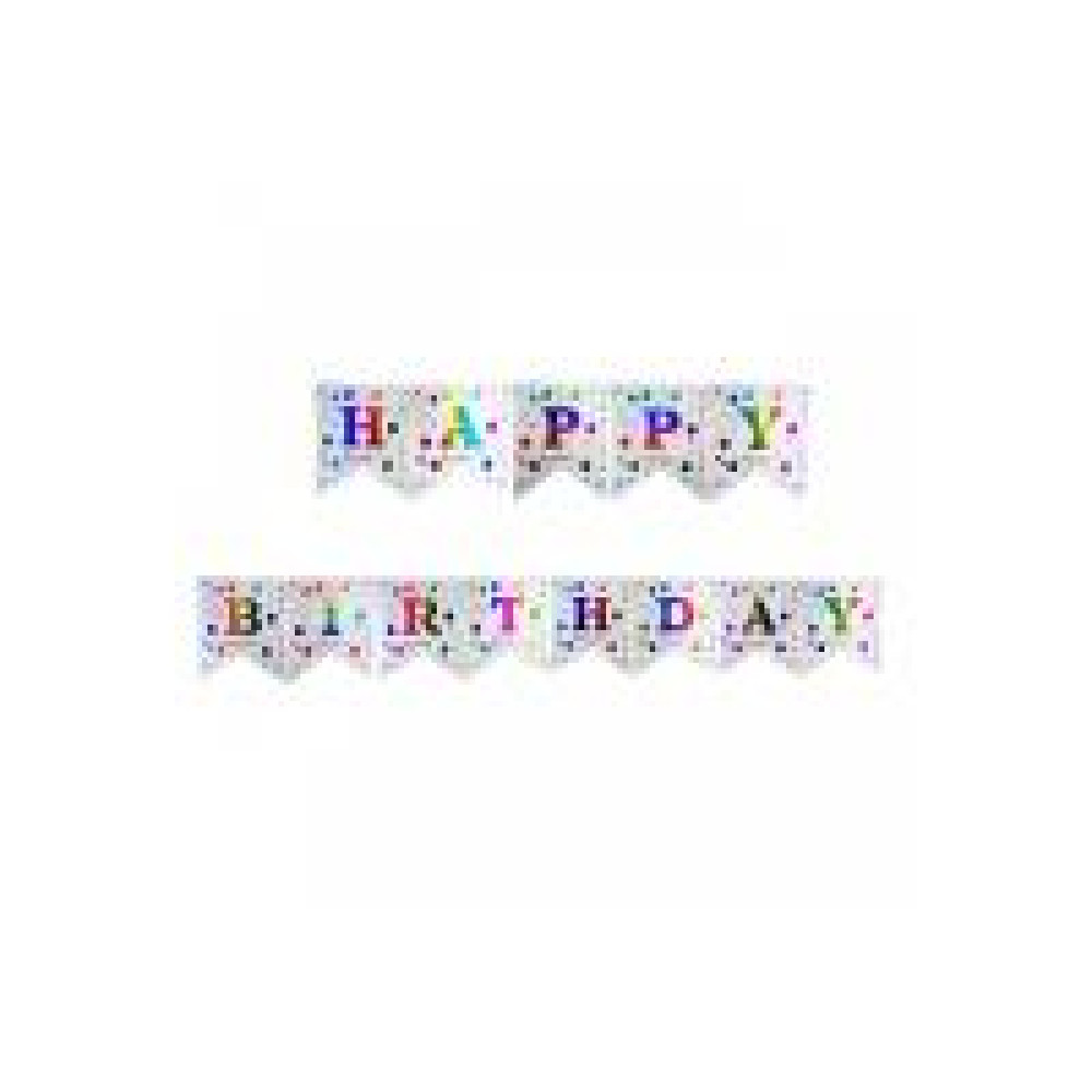 Вивіска-прапорці Happy Birthday подарунки, кульки срібло 2,5 метра 13229