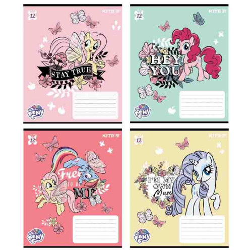 Зошит "My Little Pony", 12 аркушів, лінія, гліттер, KITE