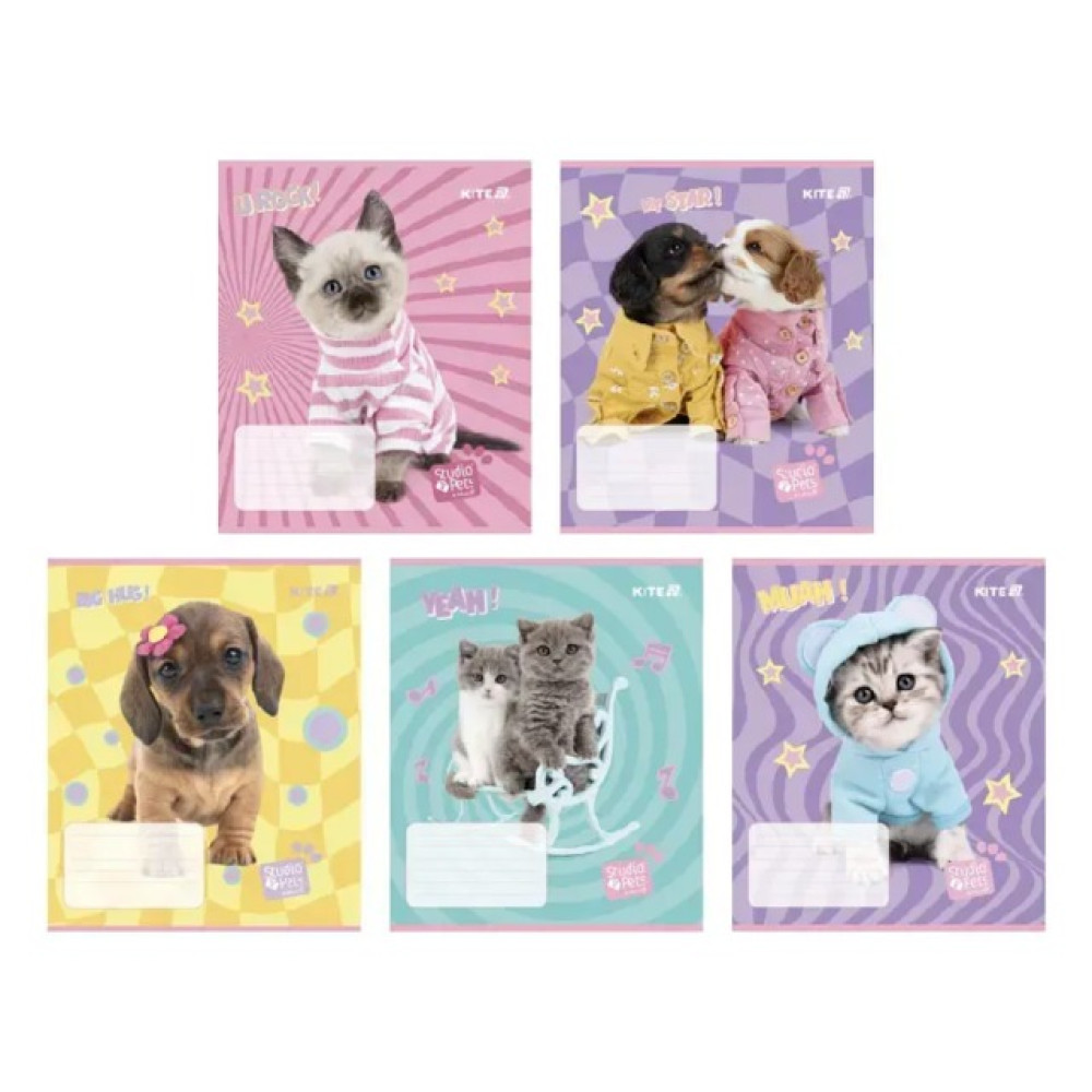 Зошит шкільний Kite Studio Pets 12 аркушів клітинка (SP25-232)